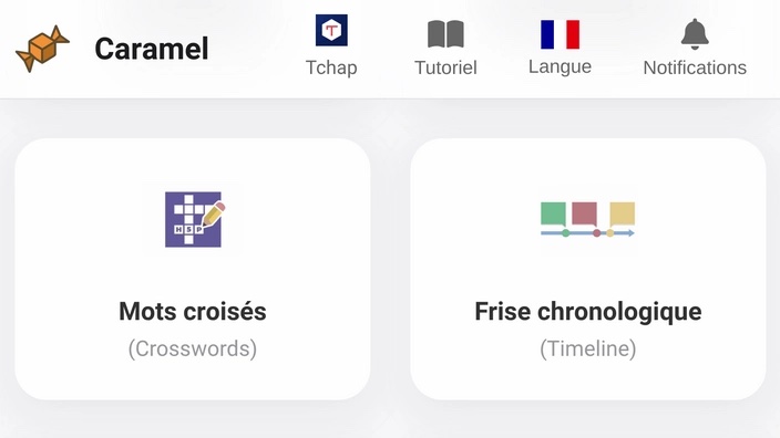 Capture de Caramel : choix du format d'activité